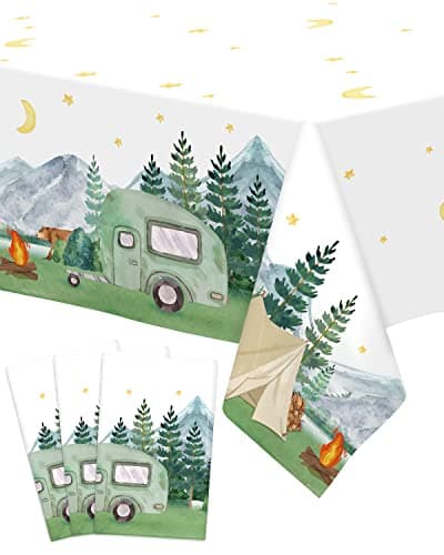 Camping Birthday Decorations Table Cover Set for Kids