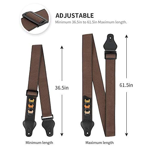 BestSounds Soft Cotton Guitar Straps, 3 Pick Holders, Bass, Electric & Acoustic