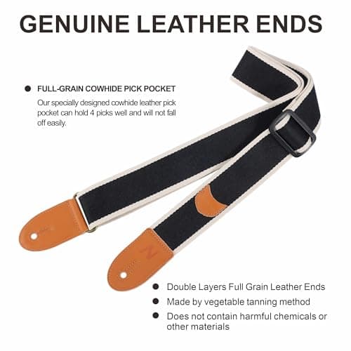 Nefelibata Guitar Strap with Pick Pocket, Free Button, Locks, Picks