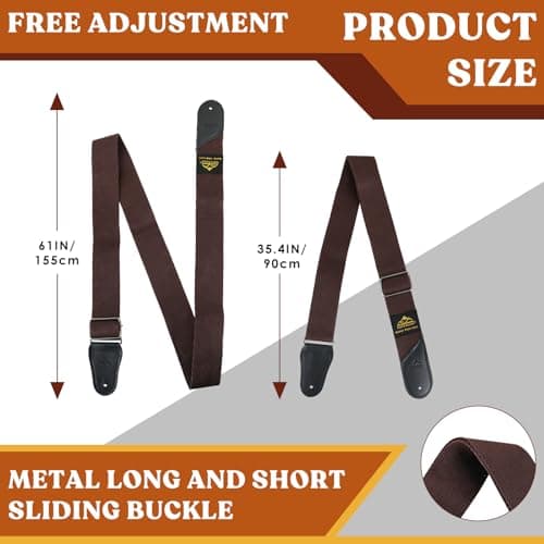 EASTROCK Brown Adjustable Cotton Guitar Strap for Beginners