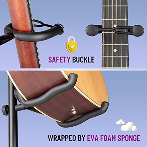 Double Neck Holder Floor Stand for Acoustic & Electric Guitars Bass Banjos