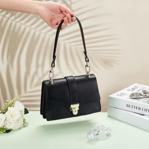 PH PandaHall Black Leather Bag Strap 45cm,DIY Handbag Making