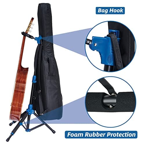 Auto-Lock Folding Guitar Stand for Bass, Acoustic, Electric & Classical Guitar or Ukulele