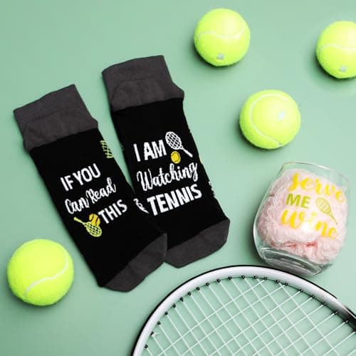 Unique Christmas Gift for Men Tennis Players: Crew Socks and Wine Glass