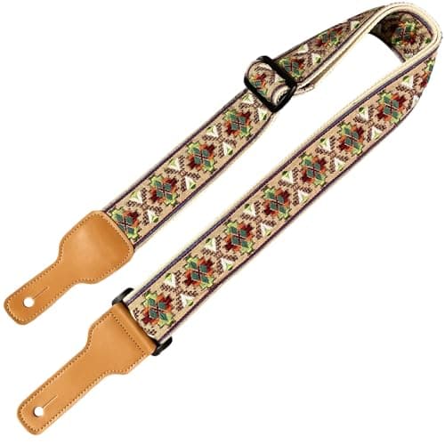 Handmade Jacquard Embroidery Cotton Guitar Strap for Bass, Electric & Acoustic