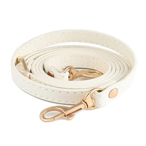 Leather Handbag Straps for Crossbody Replacement — White with gold buckle