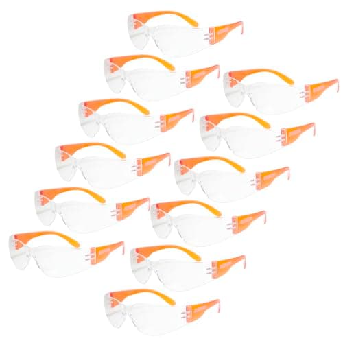 JORESTECH Polycarbonate Safety Glasses, Impact Resistant, Pack of 12 (Clear) — Orange