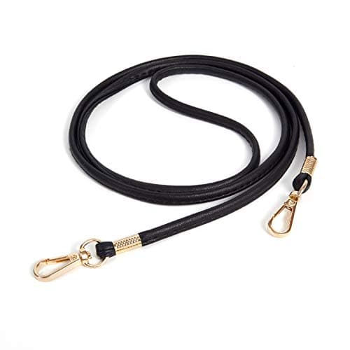 Xiahw Thin Soft PU Leather Crossbody Chain Strap for Small Bags, Purses, Wallets, Clutch, Phone Cases (Black-Silver) — Black - Gold