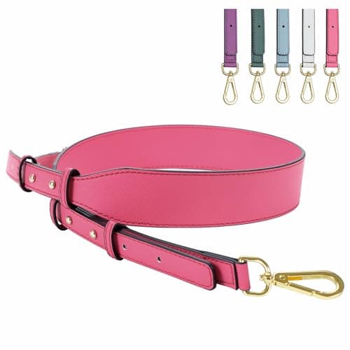 Nefelibata Glamour Purple Leather Crossbody Purse Strap with Custom Metal Buckle — Sakura Pink