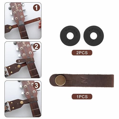 Nefelibata Guitar Strap Lock, Leather Button for Acoustic, Ukulele & Mandolin