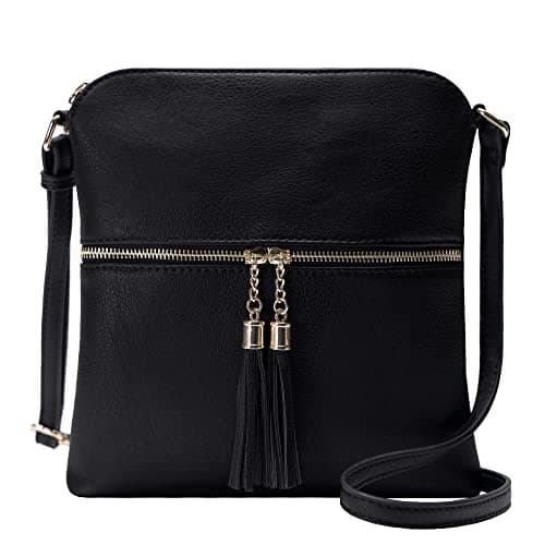 Solene Women's Lightweight Tassel Crossbody Purse, Perfect Daily and Travel Bag — Black1