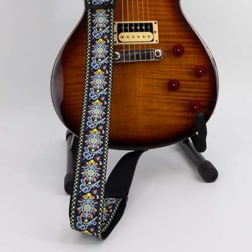 Embroidered Guitar Strap with Locks & Picks - Adjustable, Durable & Comfortable