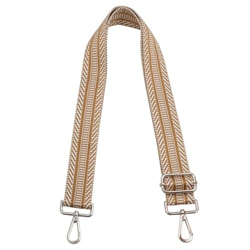 Women's Adjustable Jacquard Woven Purse Strap for Crossbody Bags — Diagonal Light Brown,silver Hardware