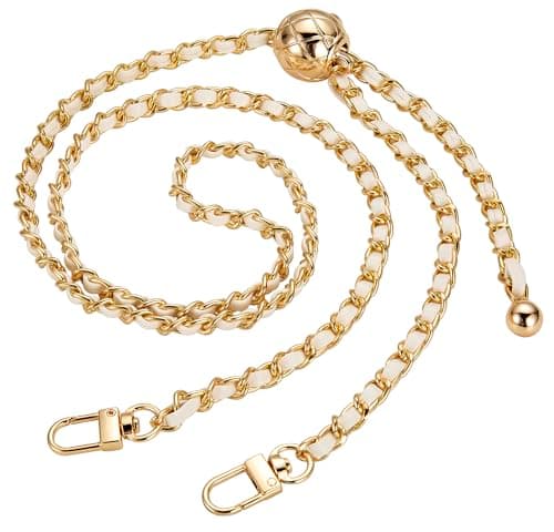 UTreers Crossbody Bag with 47.2" Chain Strap — A0 Ajustable Gold Chain White Leather
