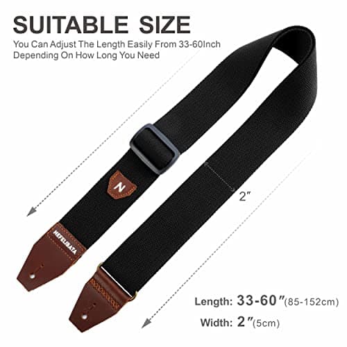 Nefelibata Pick Pocket Guitar Strap, 100% Cotton Leather, Acoustic & Electric