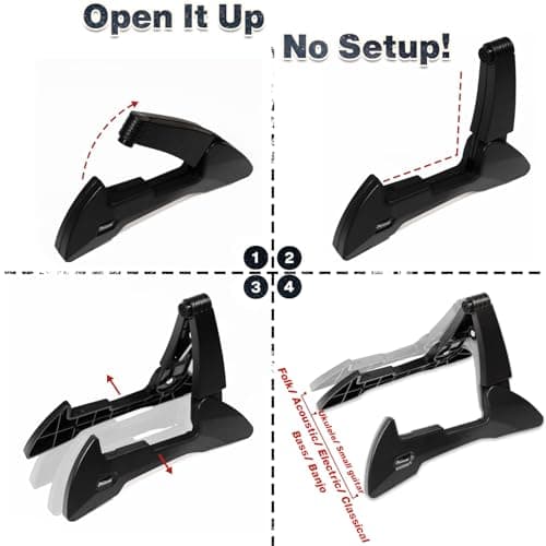 Sturdy Foldable Guitar Stand, Compatible với Guitar, Bass, Ukulele & Banjo