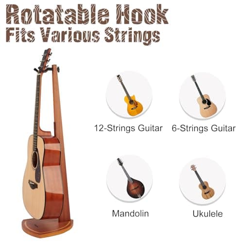 Mahogany Wood Guitar Stand for Home and Studio