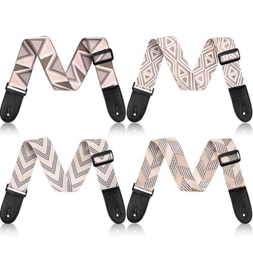 Adjustable 4-Piece Electric & Bass Guitar Strap Belt, Cotton — Elegant Color