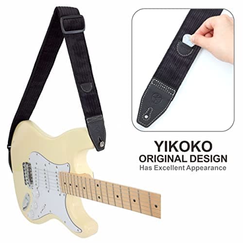 2-Inch Corduroy Guitar Strap with Full Grain Leather Ends,FREE Button & Locks, for Bass & Acoustic/Electric Guitars, Inc
