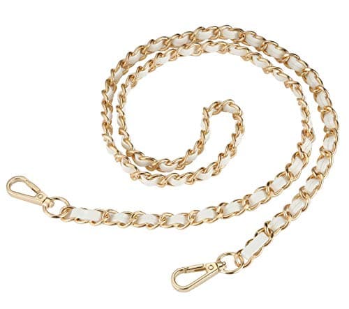 UTreers Crossbody Bag with 47.2" Chain Strap — A Gold Chain White Leather 47.2"