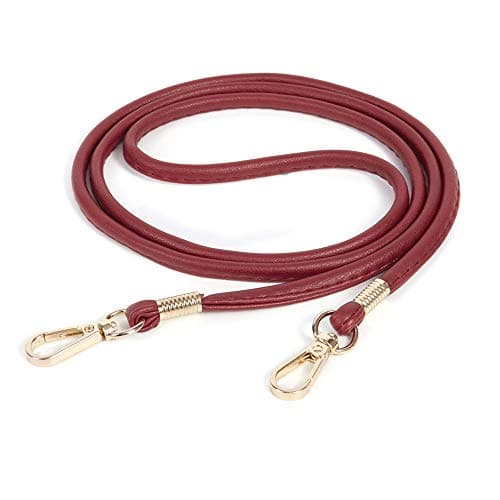 Xiahw Thin Soft PU Leather Crossbody Chain Strap for Small Bags, Purses, Wallets, Clutch, Phone Cases (Black-Silver) — Maroon - Gold