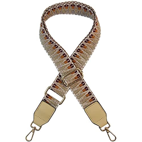 Duwi Wide Multicolor Guitar Style Handbag & Purse Strap — Khaki,stripes,brownishred