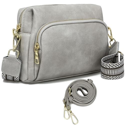 Leamekor Women's Small Crossbody Purses with Guitar Strap — Grey