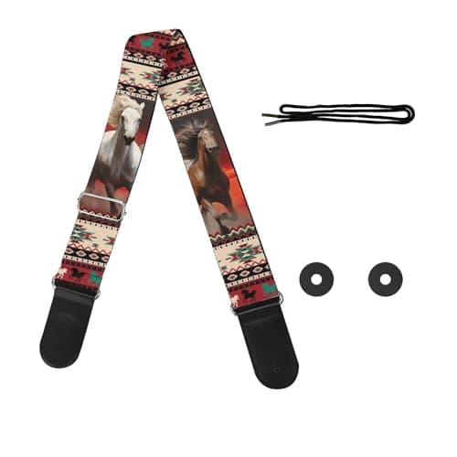 GLENLCWE Colorful Sea Turtle Guitar Strap for Acoustic, Electric & Bass — South Indian Navajo Horse