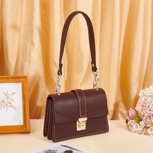PH PandaHall Women's Coffee Color 1 Inch Wide Golden Clasp Handbag Strap