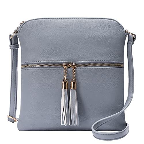 Solene Women's Lightweight Tassel Crossbody Purse, Perfect Daily and Travel Bag — Blue Grey