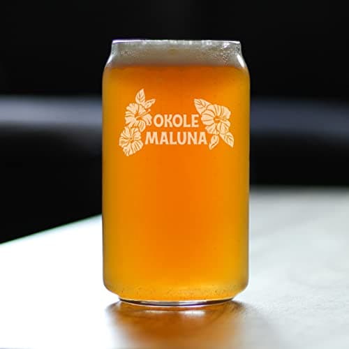 Okole Maluna Hawaiian Cheers Beer Can Pint Glass