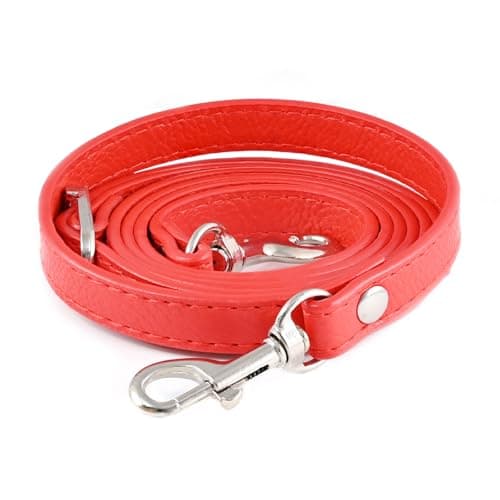 Leather Handbag Straps for Crossbody Replacement — Red with Silver buckle