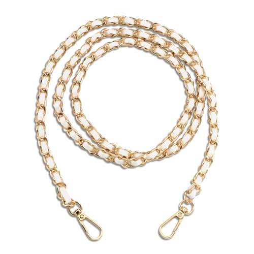 Black & Gold Metal Chain Strap for Purse, 47" Replacement (DIY Bag Accessory) — White and Gold