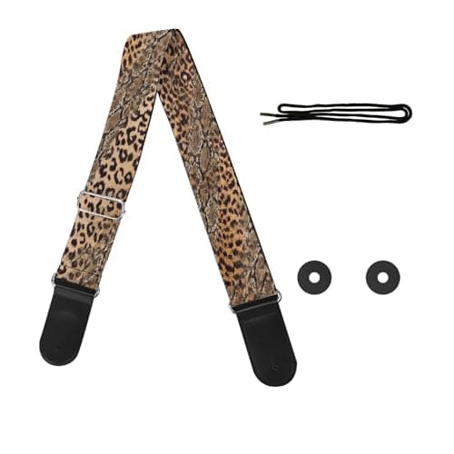 GLENLCWE Colorful Sea Turtle Guitar Strap for Acoustic, Electric & Bass — Wild Leopard Cheetah Print