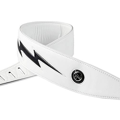 Black Lightning Pattern Guitar Strap for Electric Guitar/Bass — White