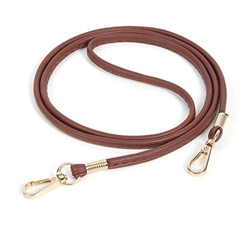Xiahw Thin Soft PU Leather Crossbody Chain Strap for Small Bags, Purses, Wallets, Clutch, Phone Cases (Black-Silver) — Red Brown - Gold