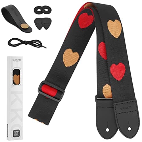 BAKKO Love-Pattern Guitar Strap for Bass, Electric & Acoustic, Perfect Gift for Kids and Guitarists