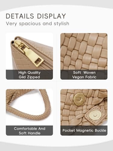 CLUCI Women's Vegan Leather Woven Shoulder Tote Bag 2PS