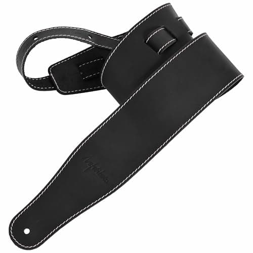 Nefelibata Full Grain Leather Guitar Strap for Acoustic, Bass & Electric — Frosted Black