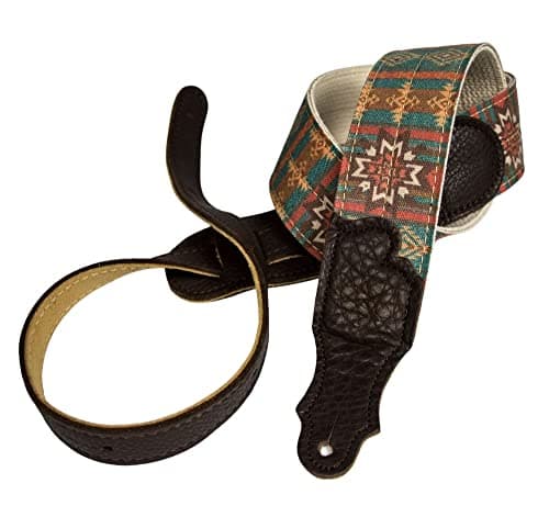 2" Vintage Aztec Guitar Strap — Turquoise