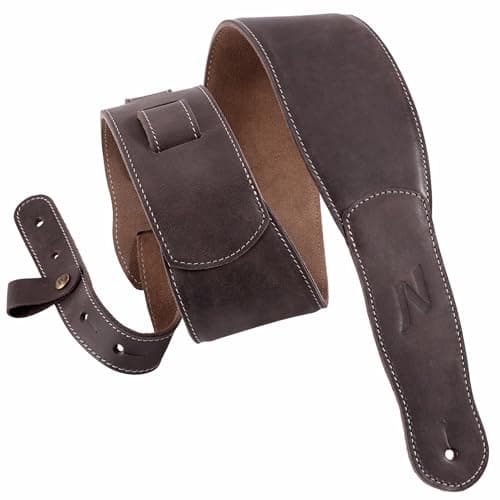 Nefelibata Chocolate Brown 3-Inch Guitar Strap with Foam Padding & Cable Loop — Dark Brown