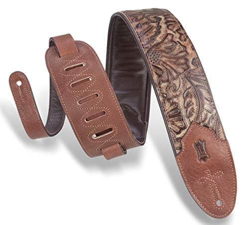 Levy's Leathers Sundance 3 Wide Embossed Guitar Strap - Geramium Whiskey — Palm Pecan