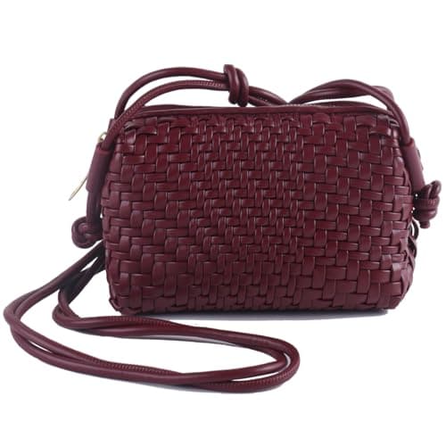 Dabdays Trendy Vegan Leather Crossbody Bag for Women — Burgundy