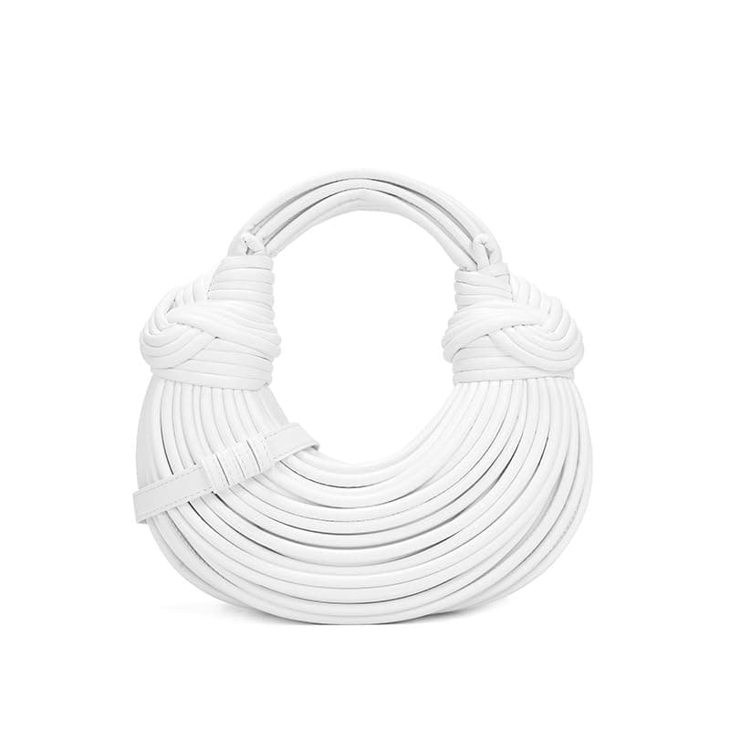 nanplus Hand-Woven Knotted Noodles Clutch Shoulder Crossbody Bag — White