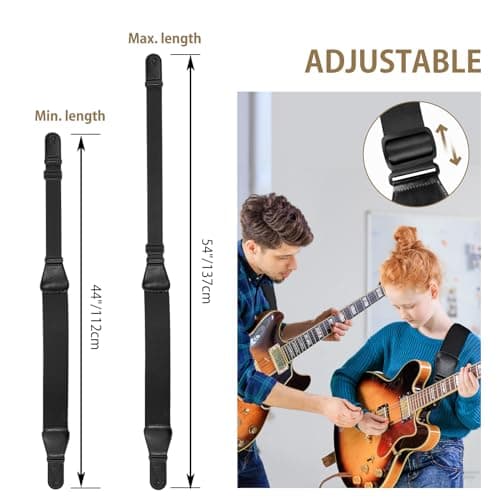 Electric Guitar & Bass Strap, Adjustable 44-54", Padded Pick Holder & Locks