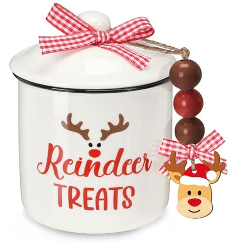 Christmas Reindeer Treats Canister for Tiered Tray Decoration