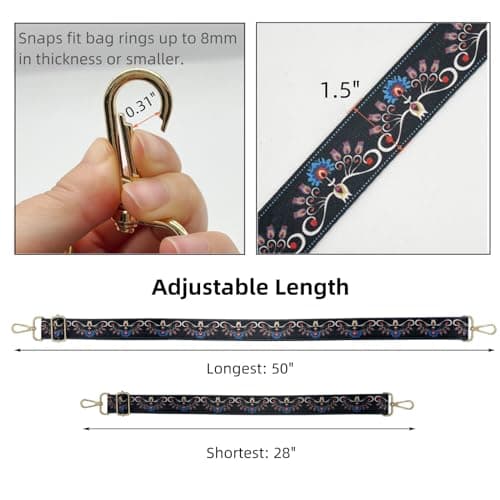 Adjustable Canvas Purse Strap with Gold Metal Buckle