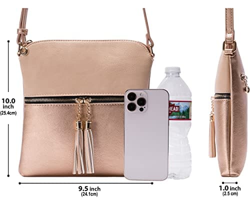 Solene Women's Lightweight Tassel Crossbody Purse, Perfect Daily and Travel Bag