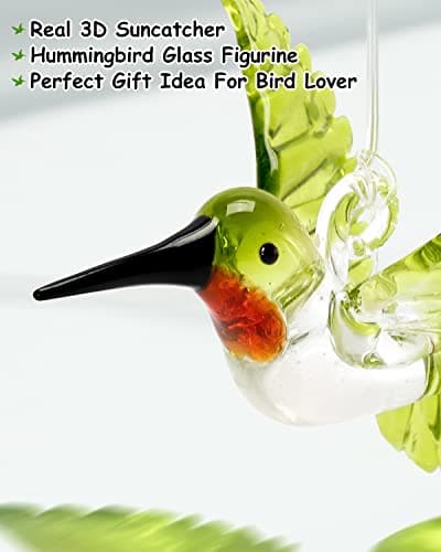 Green Hummingbird Glass Ornament for Bird Lovers