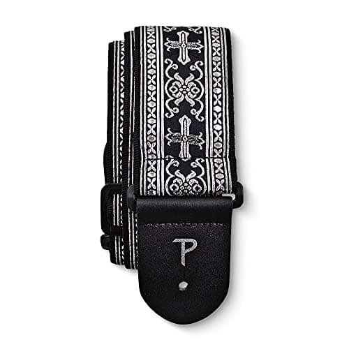 P Perri's Leathers Ltd. Jacquard Collection Guitar Strap — Metallic Silver